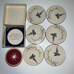 Lincoln Wakefield Trivet with Cork Backing Bird Print Set Of 6 New Condition!!